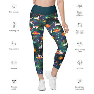Galactic Bunny Leggings With Pockets
